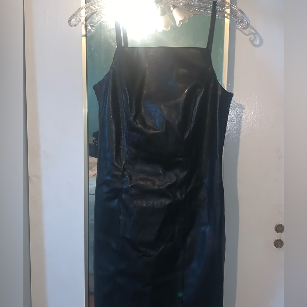 TOPSHOP leather strapped dress